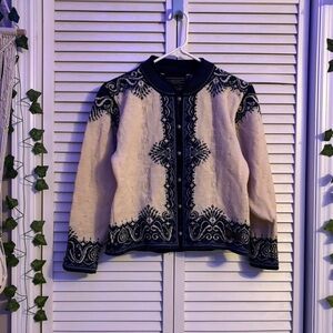 Dale of Norway Cream and Navy Knit Cardigan